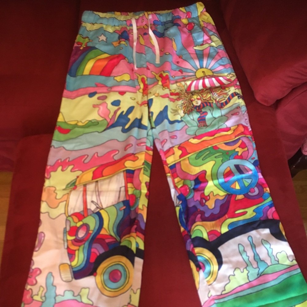 Multicolored linen pants with drawstring. Size L Waist 36 inches. New.